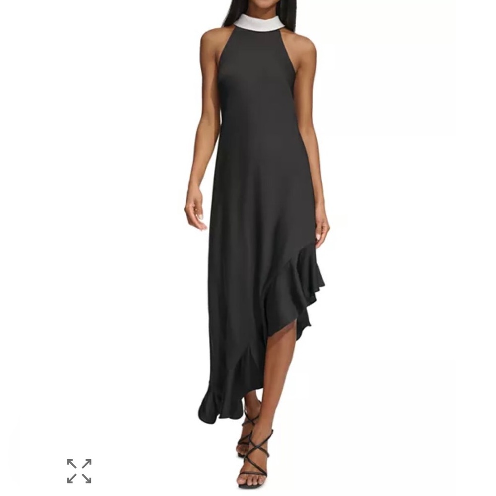 Karl Lagerfeld Paris Sleeveless Asymmetrical Gown Dress Black/White Size 12